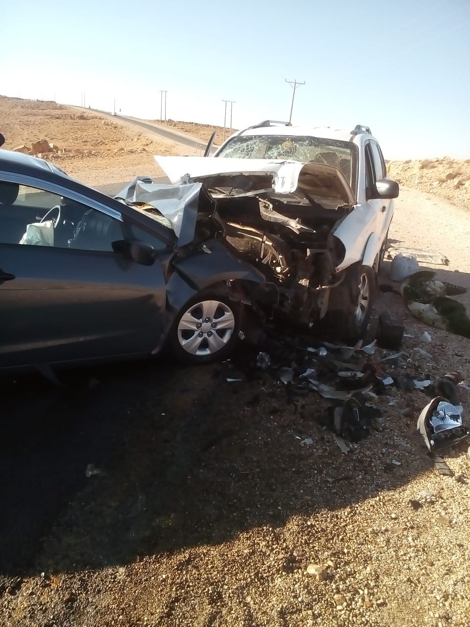 اصابة ثمانية أشخاص في حادث تصادم وقع بين مركبتين في محافظة معان.