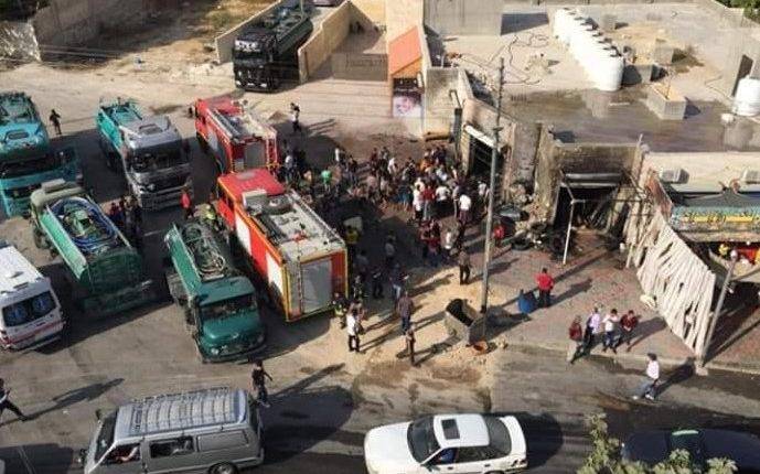 حريق  محل يبيع بنزين في بيادر وادي السير