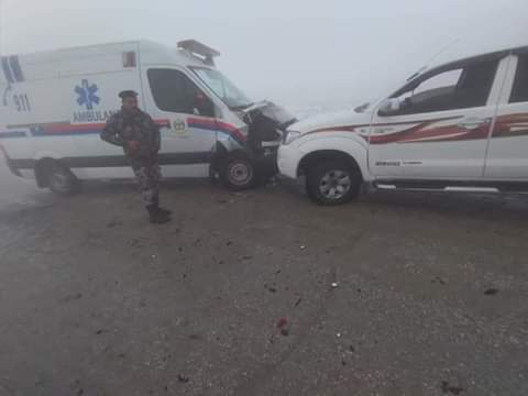 بسبب الاحوال الجويد السائدة في المملكة.. حادث سير بين مجموعة من المركبات( صور)