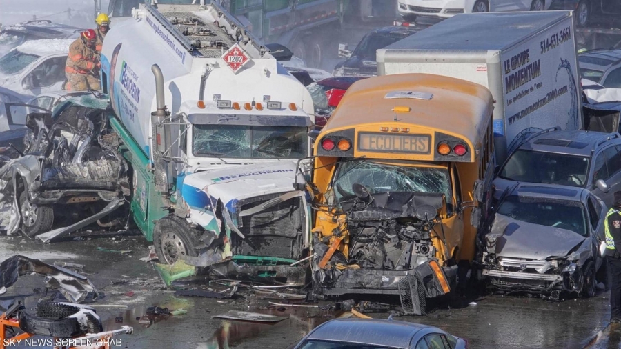 حادث تصادم مروع بين 200 مركبة في كندا... صور