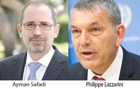 Safadi, UNRWA’s Lazzarini talk mobilising support to Palestinian refugees