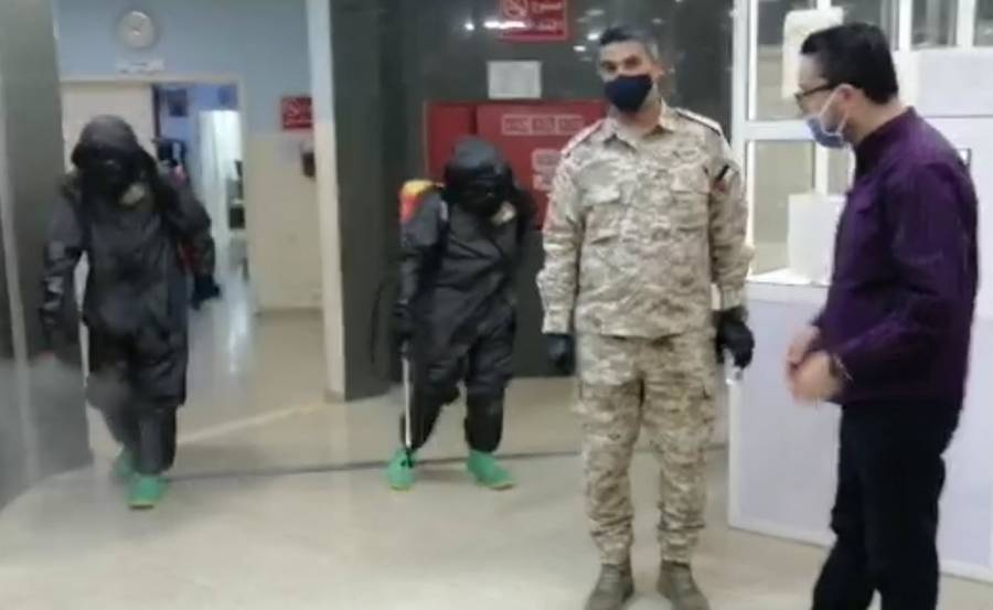 تعقيم عيادات مستشفى جرش بالتعاون مع سلاح الهندسة