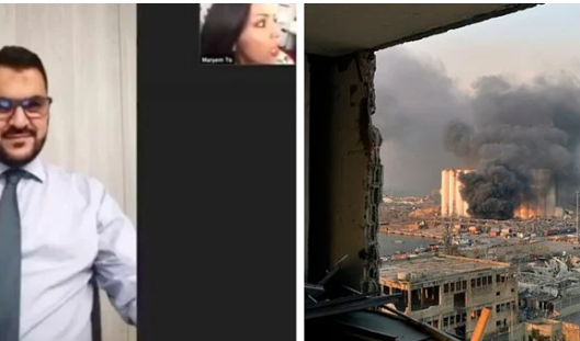 خلال مقابلة فيديو .. تحطم المكتب فوق صحفية بي بي سي إثر انفجار بيروت