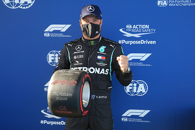 Spot on Bottas edges Hamilton to take pole at Eifel GP