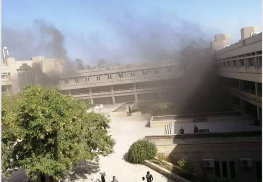 إصابة طالبة اثر حريق شب في إحدى مختبرات جامعة العلوم والتكنولوجيا