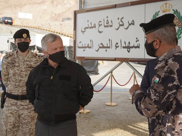 King visits Dead Sea Martyrs Civil Defence Centre