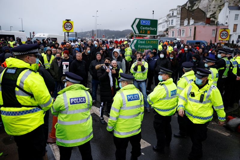 Anger boils over in Dover as stranded truckers demand to leave UK