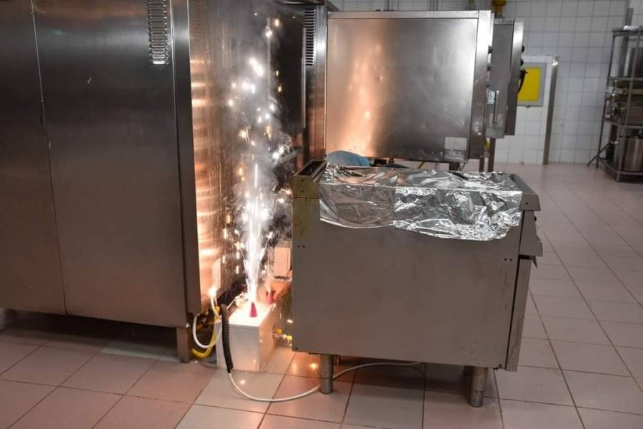 تمرين إخلاء وهمي لحريق في المطبخ الرئيسي مستشفى الملك المؤسس عبدالله الجامعي