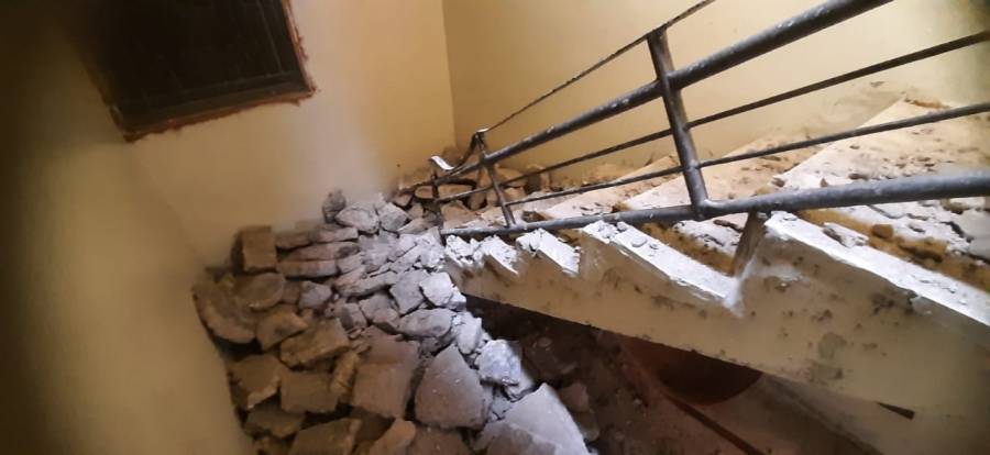 انهيار جزء من عمارة سكنية في ضاحية الأمير حسن بعمان_ صور