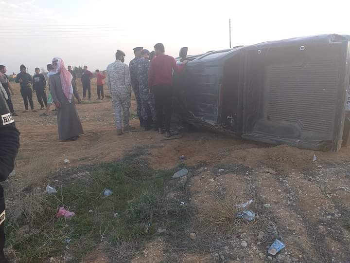 إصابة شخص بحادث سير  على طريق بغداد الدولي في البادية الشمالية