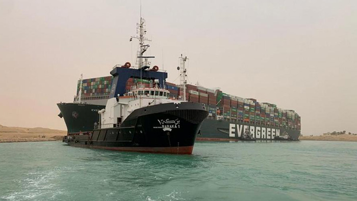 Suez Canal blocked by giant container ship run aground