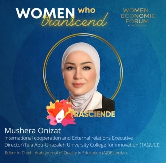 مشيرة عنيزات أول سفيرة اردنية في المنتدى الاقتصادي للمرأه في المحيط الكاريبي 2021.