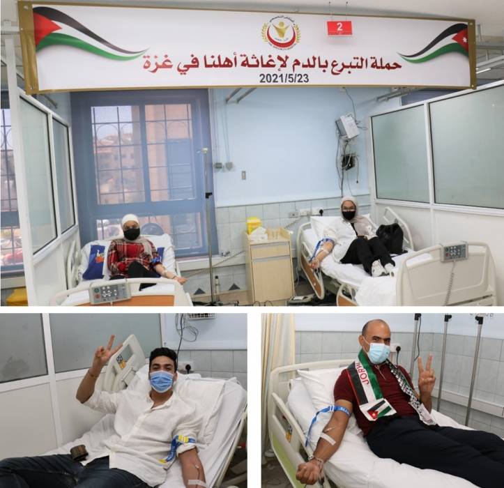 اقبال كبير من فئة الشباب للتبرع بالدم لإغاثة الأهل في قطاع غزة في المستشفى التخصصي