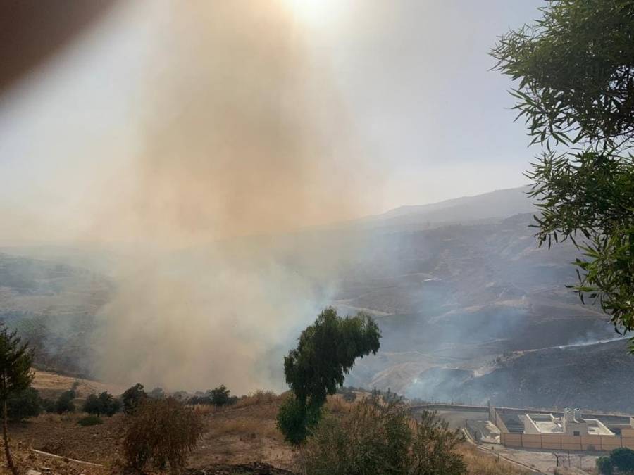 عاجل: حريق يجتاح مساحات واسعة على طريق عمان جرش..صور