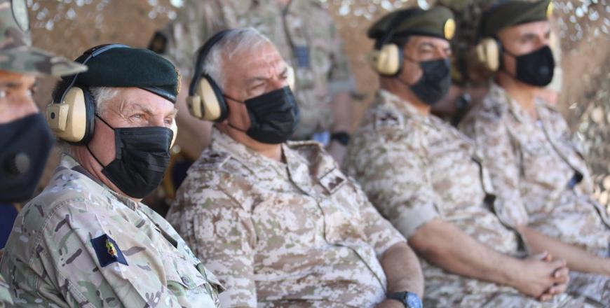 Huneiti, British Chief of Defence Staff attend military drill