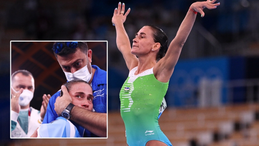 ‘I will not return’: Recordbreaking gymnast makes emotional retirement after eighth Olympics appearance with Uzbekistan at 46yo