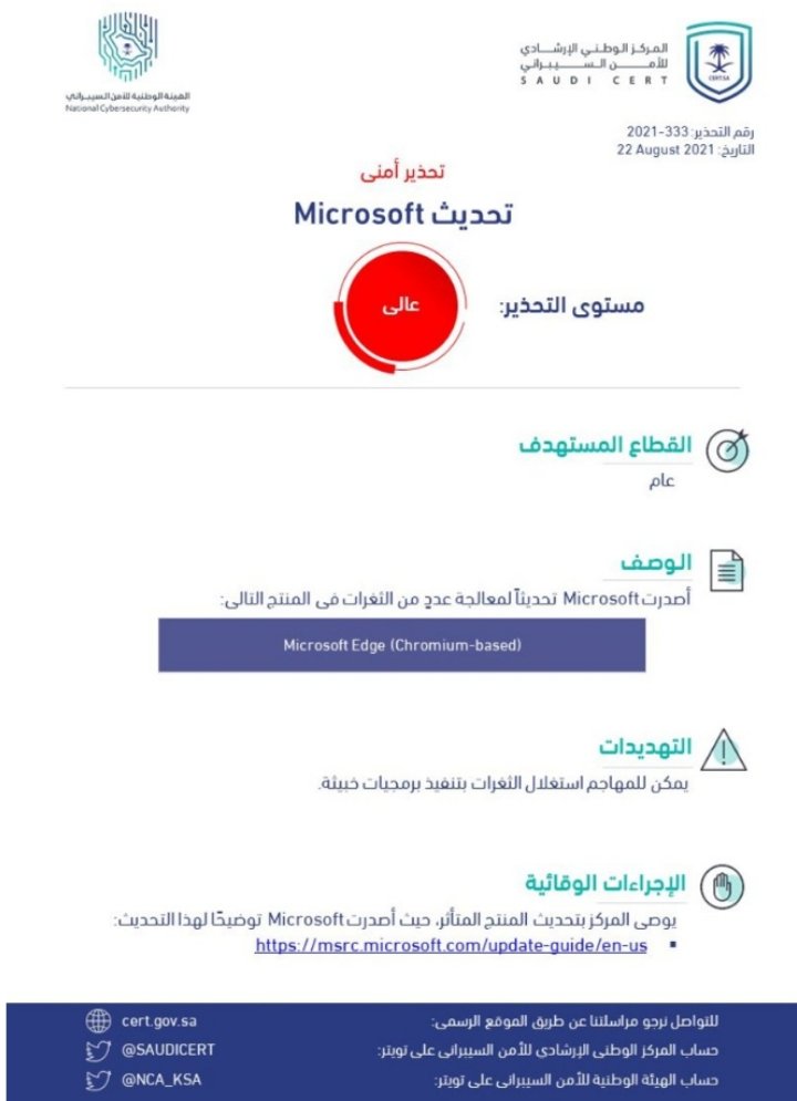 الأمن السيبراني يُصدر تحذيراً عالي الخطورة بخصوص تحديث Microsoft