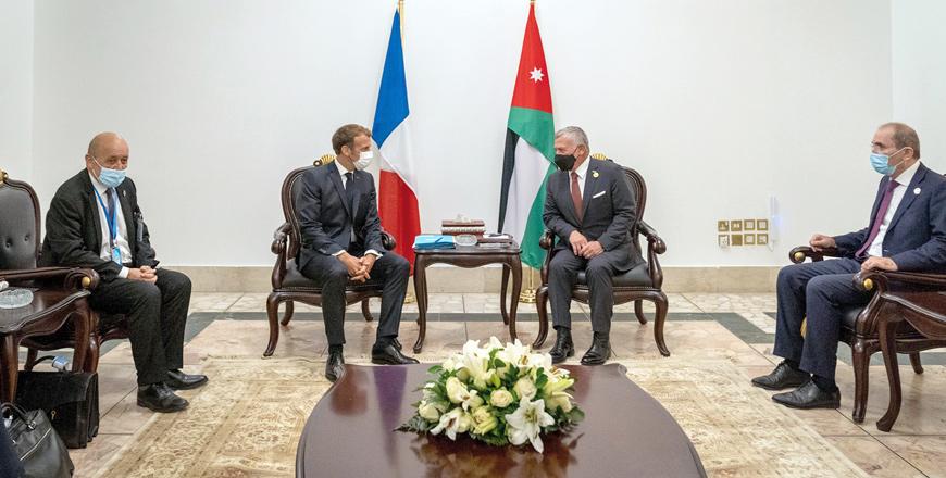 King meets French president in Baghdad