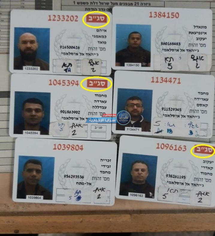 أسير أردني سابق في السجون الصهيونية يكشف عن 3 أحرف عبرية كتبت بالأحمر على عدد من بطاقات الاسرى الهاربين