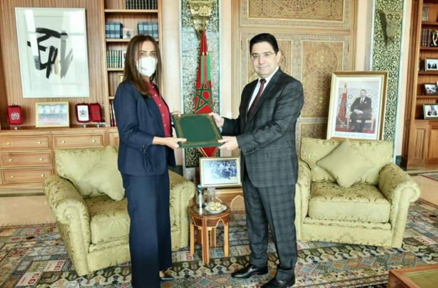 السفيرة غنيمات تلتقي وزير خارجية المغرب