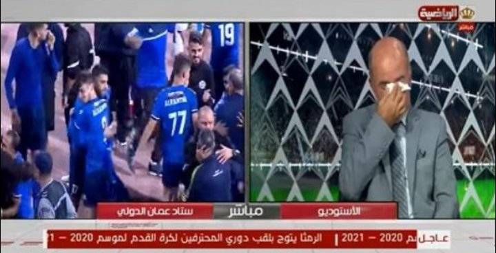 ناجح الذيابات يبكي على الهواء بتتويج فريق الرمثا