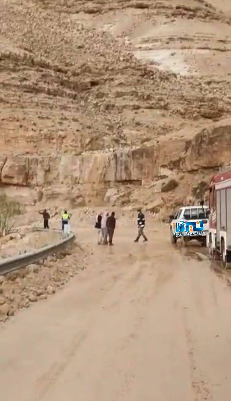 الاشغال تتعامل مع انهيارين صخريين على طريق ذيبان  الموجب  الكرك...فيديو وصور