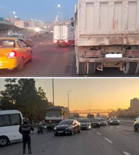 تعطل (قلاب) يعيق حركة السير باتجاه المدينة الرياضية