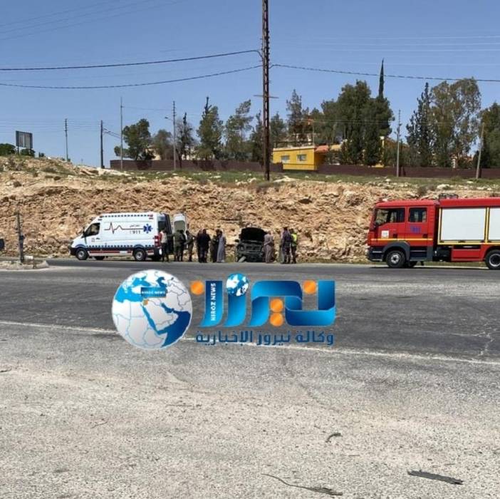 حادث تدهور مركبة على طريق النقيرة بلواء الموقر...صور