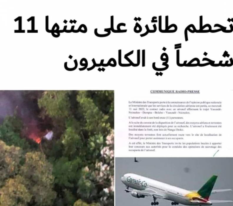 تحطم طائرة على متنها 11 شخصاً في الكاميرون