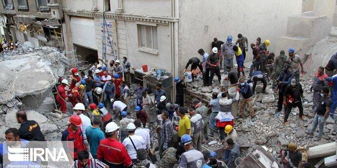 ارتفاع عدد ضحايا انهيار مبنى في مدينة ابادان الإيرانية