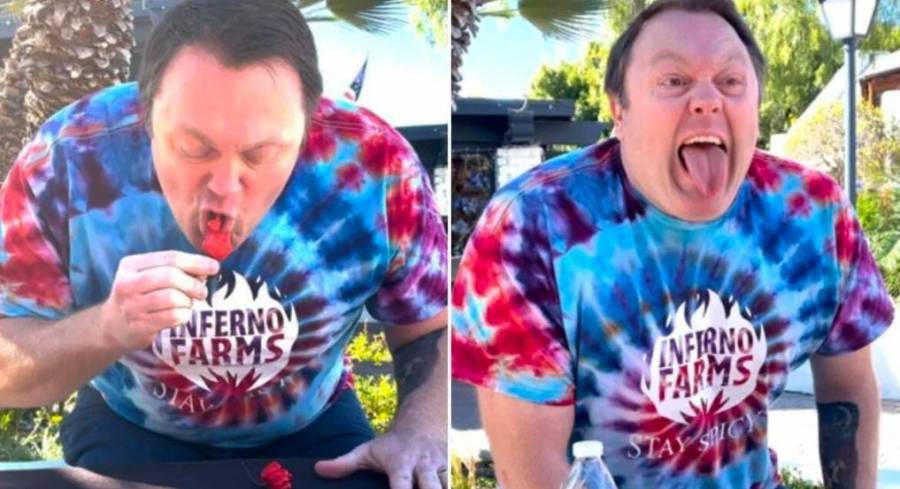 رجل يحطم الرقم القياسي بأكل الفلفل الأكثر حرارة في العالم