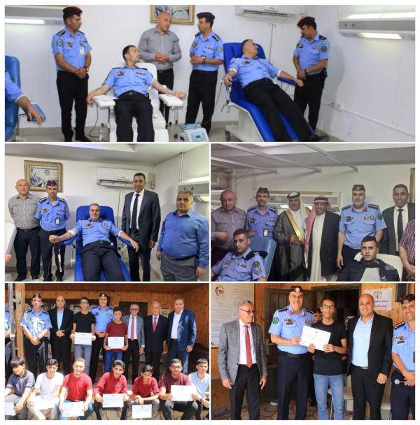 مدير شرطة المفرق يرعى حملة للتبرع بالدم وتخريج دورة أصدقاء الأمن العام