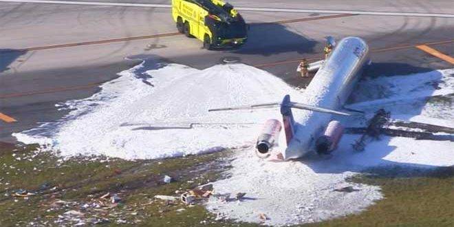 إصابة ثلاثة أشخاص جراء حريق بطائرة في مطار ميامي الدولي