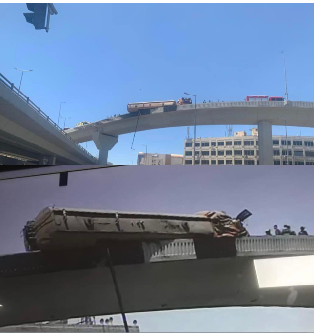 تدهور صهريج خدمات على جسر المدينة الرياضية