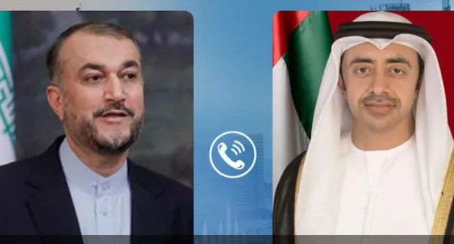 عبدالله بن زايد يتلقى اتصالا هاتفيا من وزير خارجية إيران