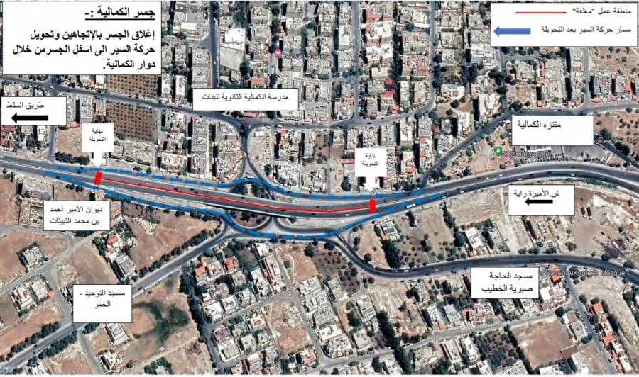 الأشغال: البدء بأعمال صيانة فواصل التمدد لعدد من الجسور في البلقاء الخميس