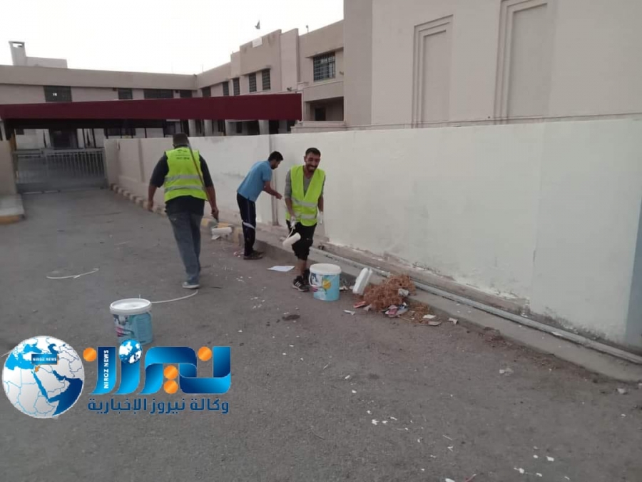 بسبب وجود عبارات ..بلدية الموقر تجري اعمال دهان وترميم لجدران مدرسة أسماء بنت أبي بكر ...صور