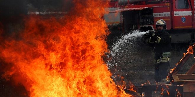 اندلاع حريق في محطة تعبئة غاز في لينينغراد الروسية