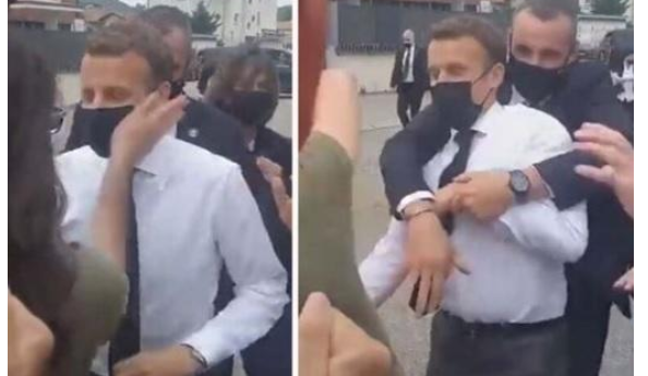 امرأة غاضبة تصفع ماكرون