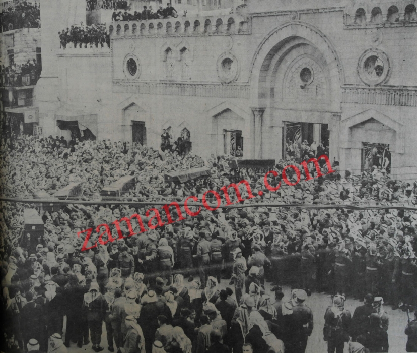 تشييع  جثمان الشهيد منصور كريشان ورفاقه الستة من المسجد الحسيني شباط 1968 (صورة)