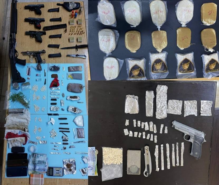 القبض على 15 تاجراً مروجاً مصنفين بالخطرين والمسلحين، ضُبط بحوزتهم كميات كبيرة من المخدرات والأسلحة