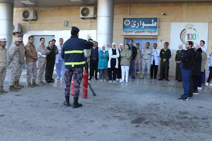 تمرين اخلاء وهمي بطورائ مدينة الحسين الطبية _صور