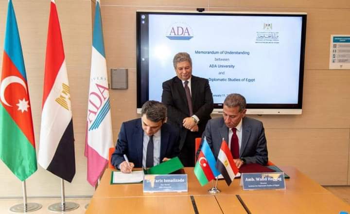 معهد الدراسات الدبلوماسية المصري وجامعة وزارة الخارجية بجمهورية أذربيجان يوقعان على مذكرة تفاهم