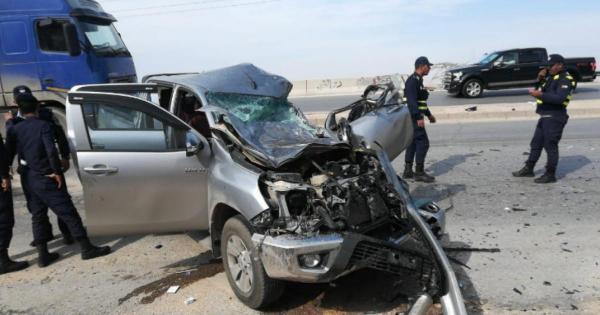 تصادم 5 مركبات على طريق إربد عمان