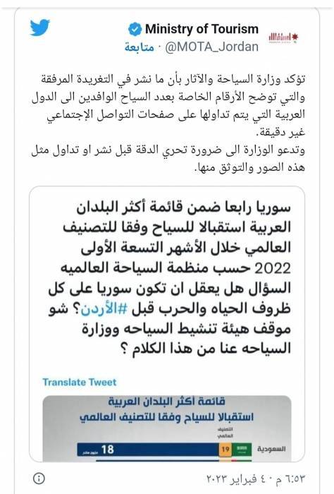 السياحة تدعو إلى الدقة في نشر أرقام أعداد السياح