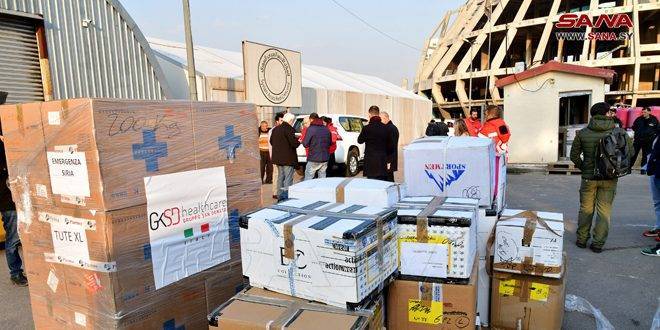 وصول شحنة المساعدات الإنسانية الإيطالية إلى دمشق