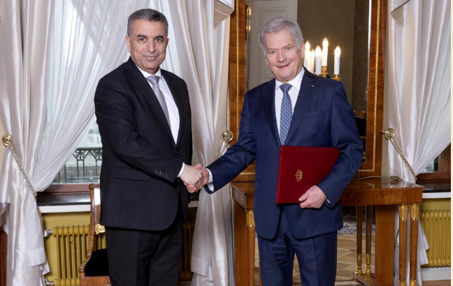 البطاينة يقدم أوراق اعتماده سفيرا فوق العادة للمملكة لدى جمهوية فنلندا