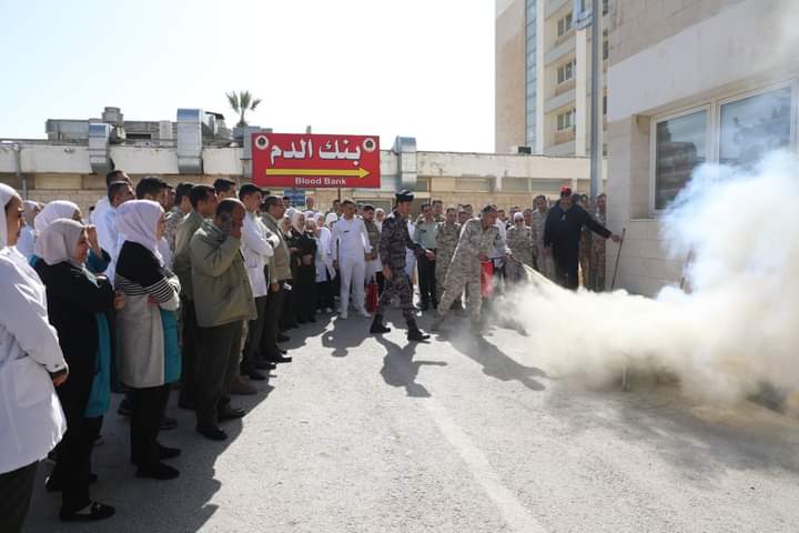 تمرين اخلاء وهمي في مركز الاميرة ايمان للأبحاث والعلوم المخبرية...