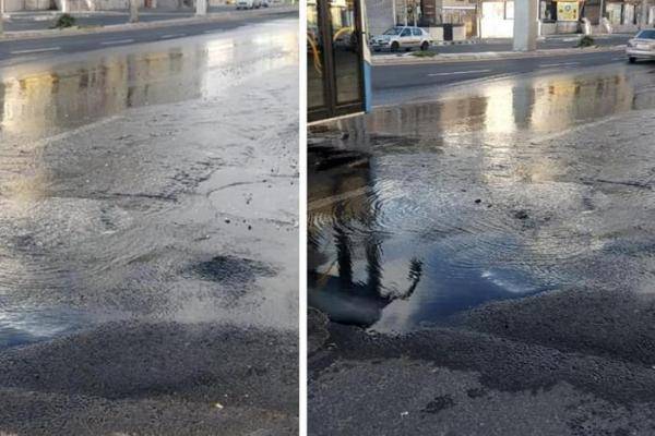 خط مياه مكسور يتسبب بأزمة مرورية على مخرج نفق المدينة