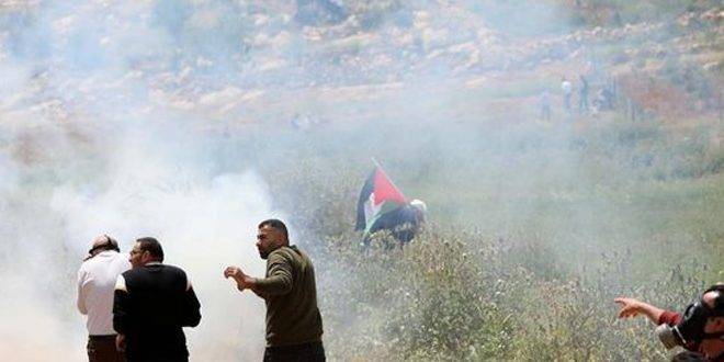 إصابة عشرة فلسطينيين جراء اعتداء الاحتلال على مظاهرة قرية بيت دجن